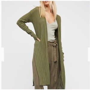 Free People Olive Green Cardigan